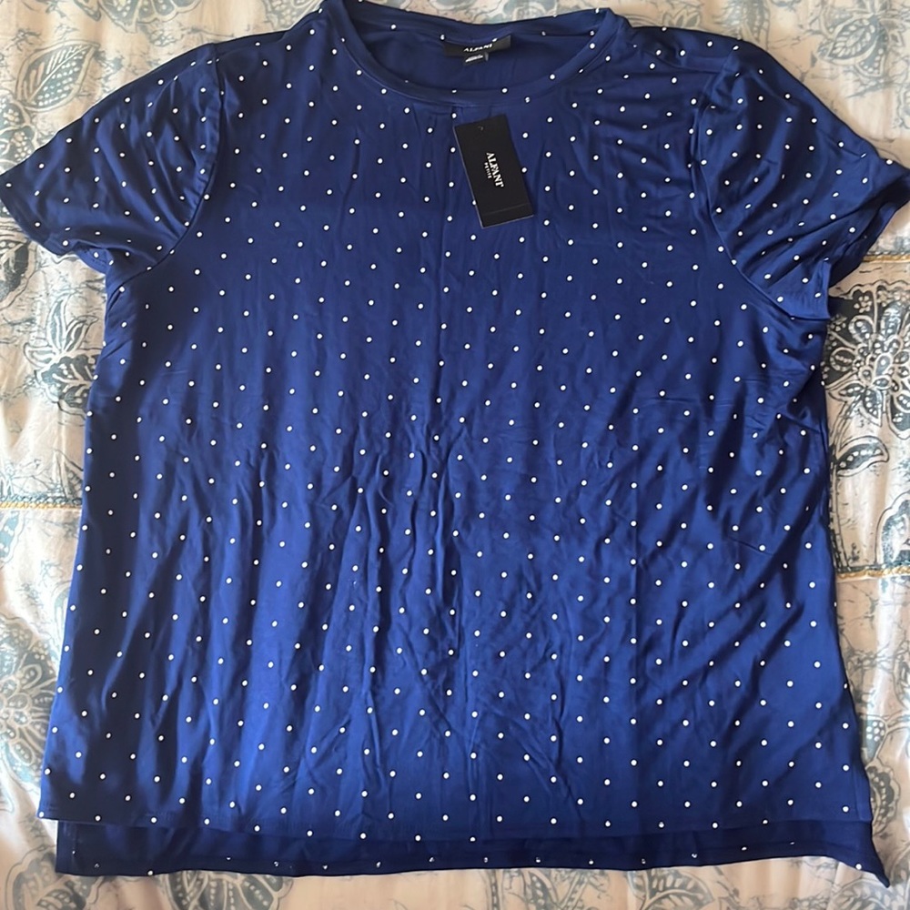 Alfani Navy Polka Dot Tee